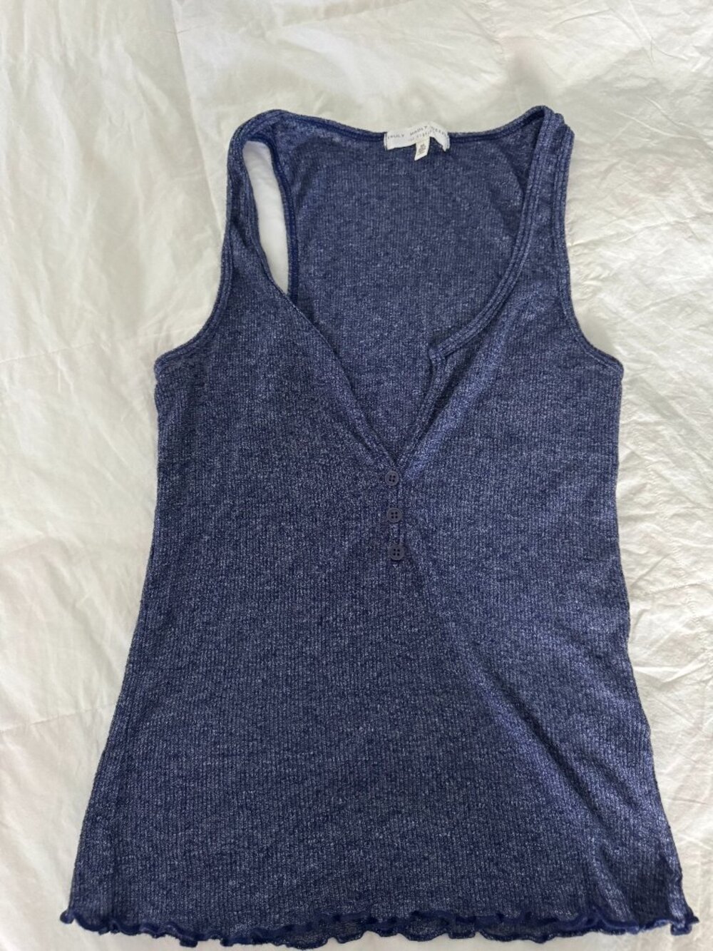 Truly Madly Deeply Navy Henley Tank Size Medium